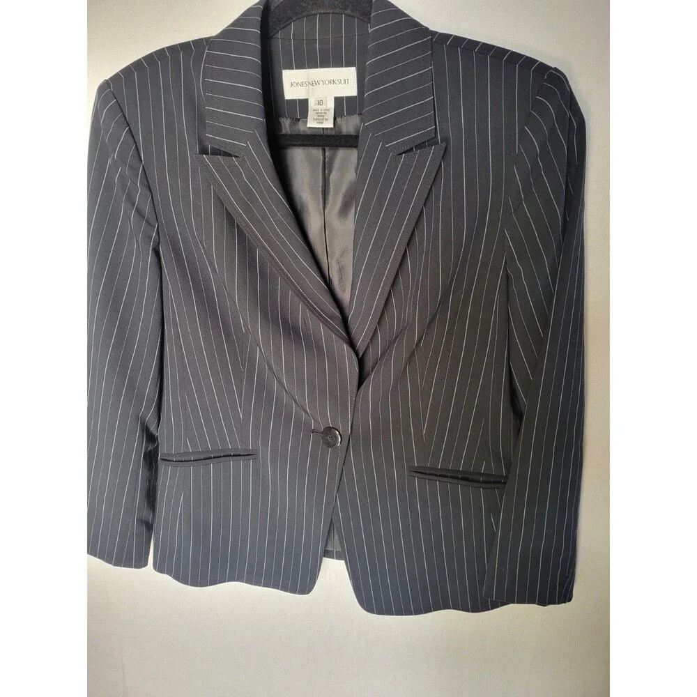 Jones New York Blazer 10 Single Breasted One Button Stripe